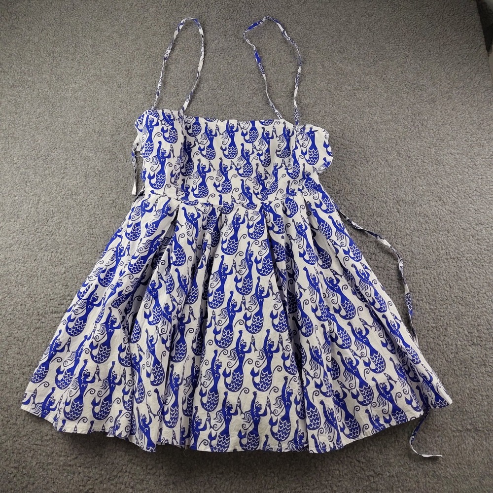 Anthropologie Celandine Mini Dress Sz Medium Mermaid Blue White Strap NWT